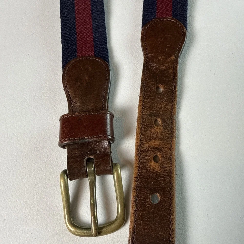Vintage Coach Wool Leather Belt Size 34 Style 7903 Brass Buckle USA Made
